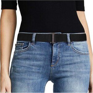 No Show Stretch Elastic Belt with Flat Buckle Black